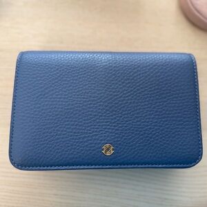 Dagne Dover Small Leather Andra Crossbody Bag in Ash Blue